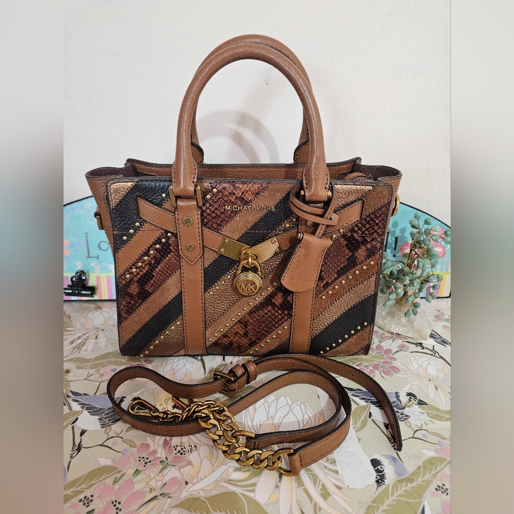 Michael Kors Multicolor Patchwork Satchel with Gold Accents - Picture 2 of 12